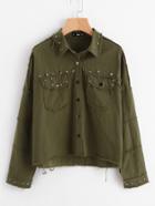 Shein Rivet Detail Raw Trim Jacket