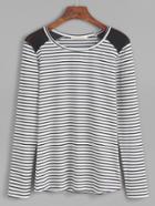 Shein Contrast Mesh Striped T-shirt