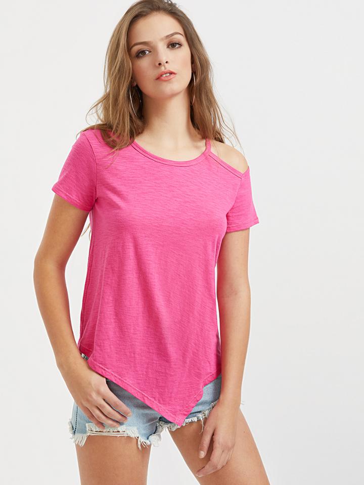 Shein Cutout Shoulder Asymmetric Tee