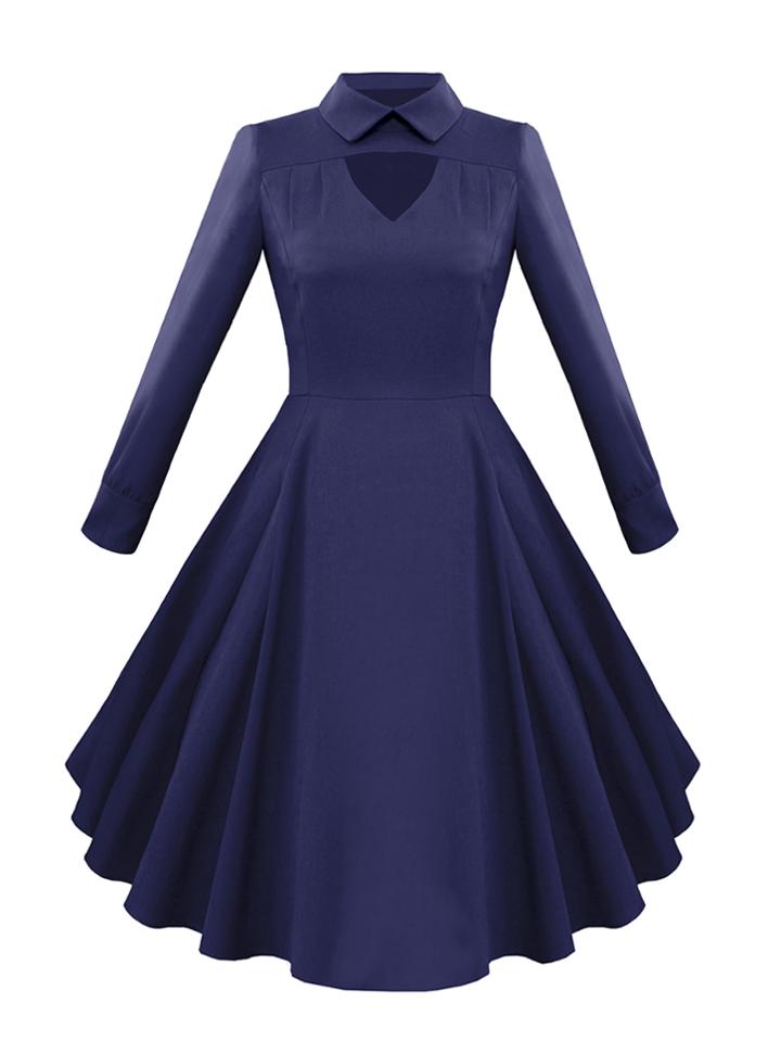 Shein V Cut Lapel Flare Dress