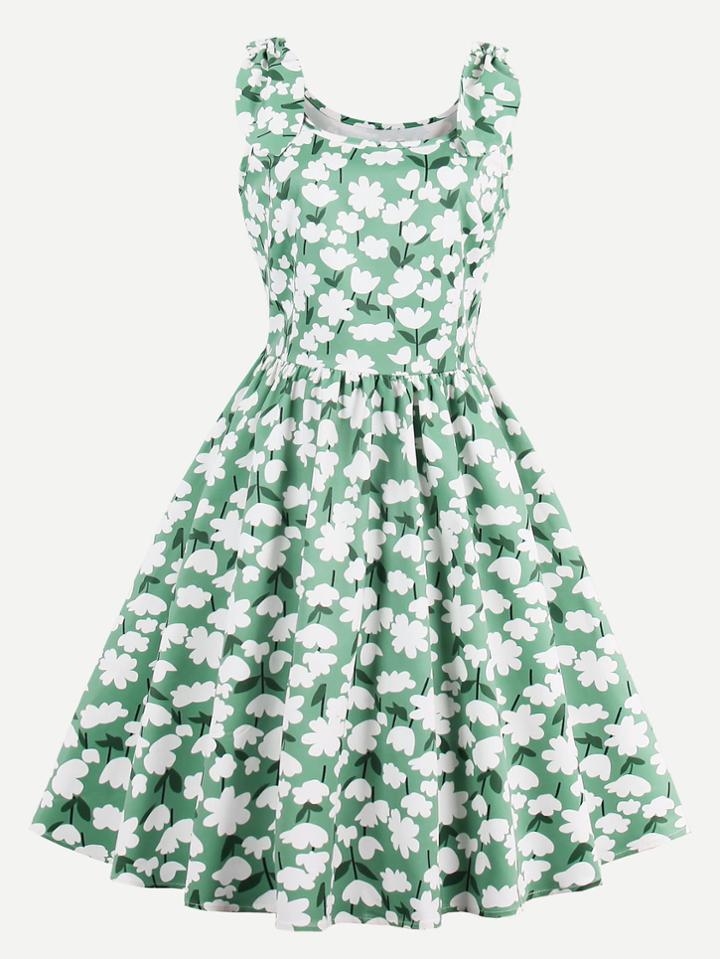 Shein Allover Florals Rabbit Ears Detail Swing Dress