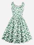 Shein Allover Florals Rabbit Ears Detail Swing Dress