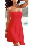 Rosewe Solid Red Multi Wear Beach Swimdress