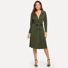 Shein Self Tie Collar Solid Dress