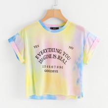 Shein Letter Print Tie Dye Tee