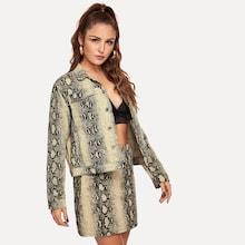 Shein Snakeskin Print Denim Jacket