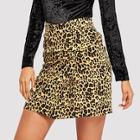 Shein Ruched Front Leopard Print Skirt