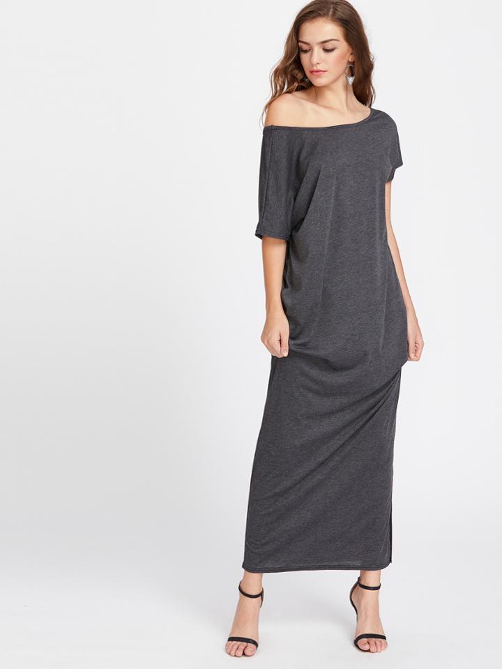 Shein Bow Tie Back Slit Side Maxi Dress