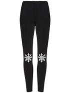 Shein Black Snowflake Embroidered Leggings