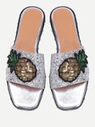 Shein Pineapple Patch Glitter Slider Sandals