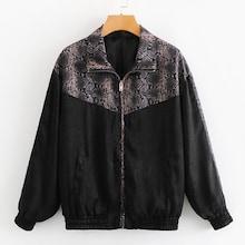 Shein Contrast Snakeskin Print Zip-up Jacket
