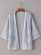Shein Grey Double Pockets Sunscreen Cardigan Knitwear