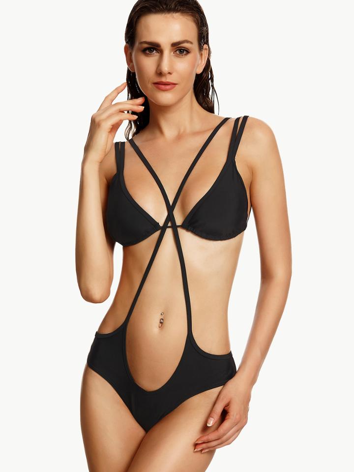 Shein Black Caged Bikini Set