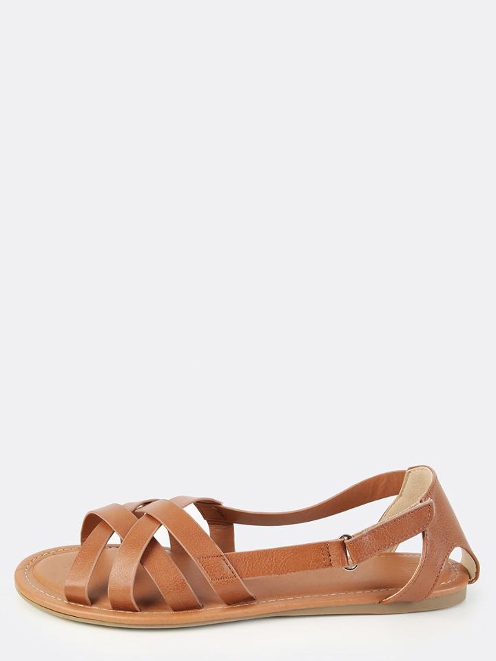 Shein Woven Peep Toe Sandals Whisky
