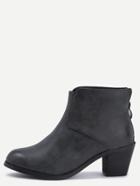 Shein Black Faux Leather Back Zipper Ankle Boots