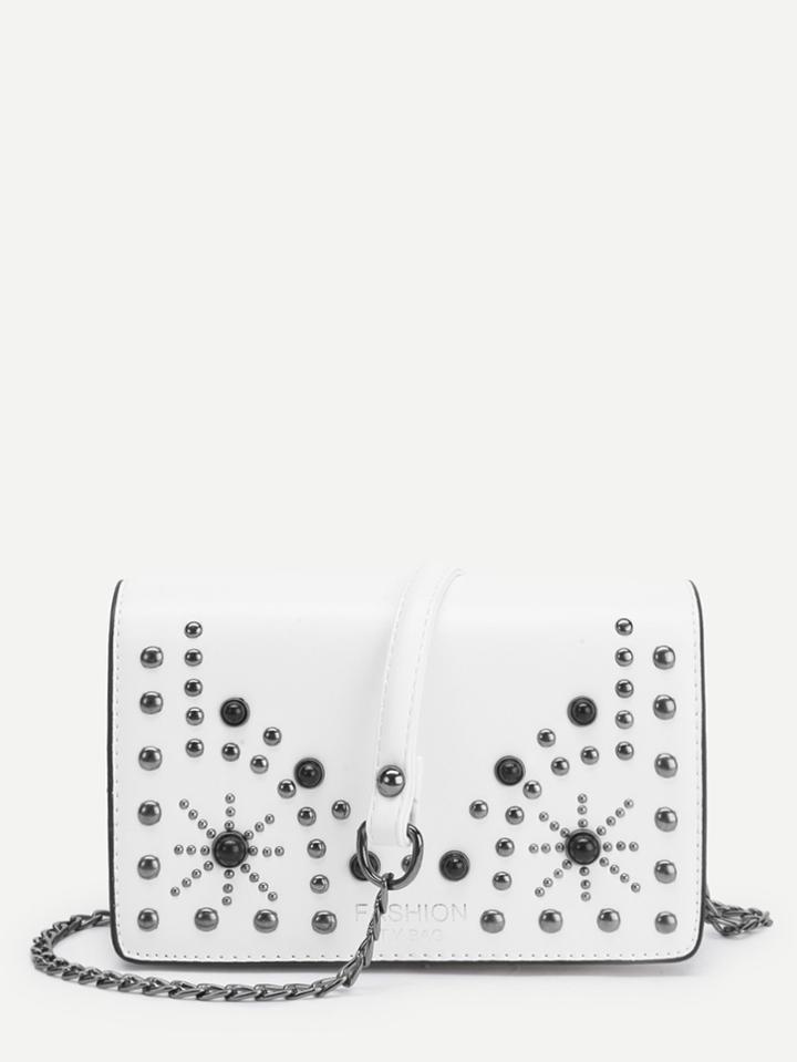 Shein Piping Detail Studded Decorated Chain Bag