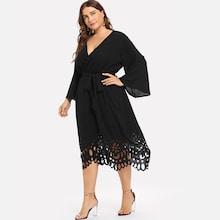 Shein Plus Laser Cut Hem Wrap Dress