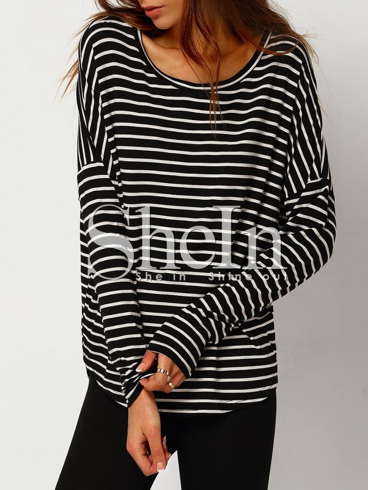 Shein Striped Dropped Shoulder Tee