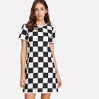 Shein Short Sleeve Checkered Dress