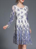 Shein Crew Neck A-line Lace Dress