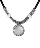 Shein Silver Diamond Round Gemstone Necklace
