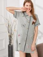 Shein Bear Print Shirt Dress