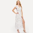 Shein Floral Print Surplice Neck Tie Side Dress