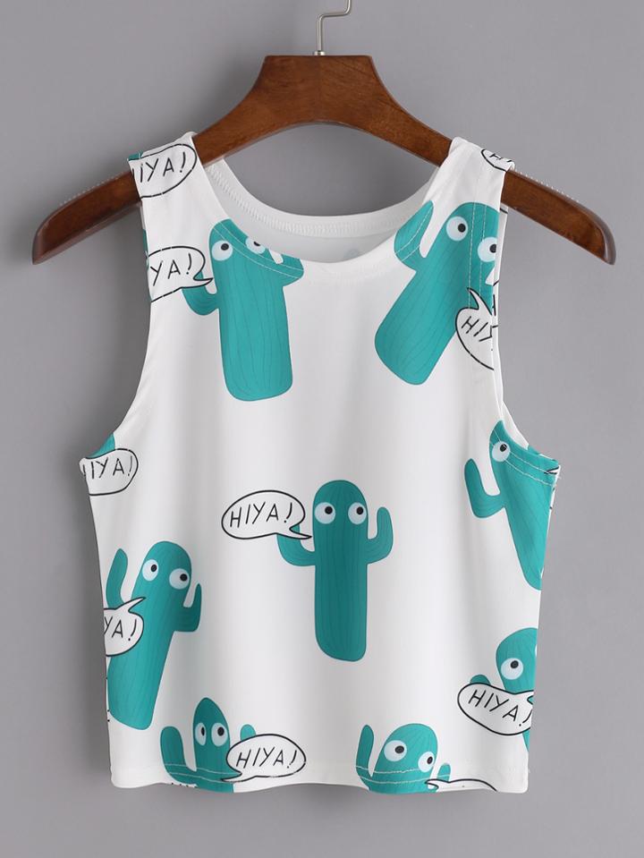 Shein Cactus Print Tank Top