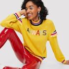 Shein Mock Neck Contrast Striped Trim Letter Sweatshirt