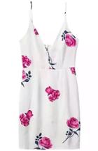 Shein White Spaghetti Strap Backless Floral Split Dress