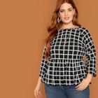 Shein Plus Grid Peplum T-shirt