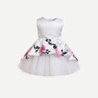 Shein Girls Floral Print Bow Back Ball Gown Dress