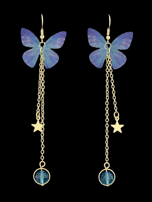 Shein Blue Butterfly Shape Drop Earrings For Women