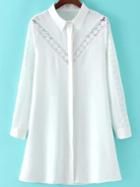 Shein White Lace Insert Shirt Dress