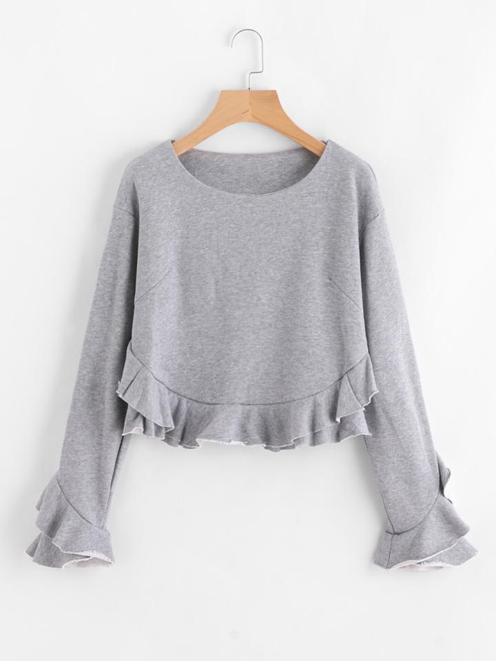 Shein Layered Frill Hem Sweatshirt