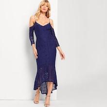 Shein Solid Lace Asymmetric Hem Cami Dress