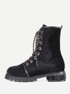 Shein Lace Up Flat Velvet Boots