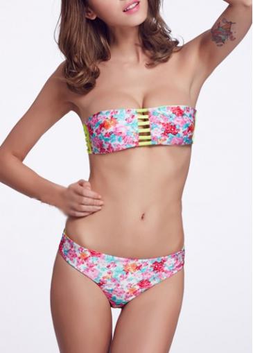 Rosewe Two Piece Strapless Bowknot Decorated Bikini