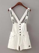 Shein Criss Cross Back Raw Hem Denim Overall Shorts