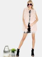 Shein Faux Fur Longline Vest Blush