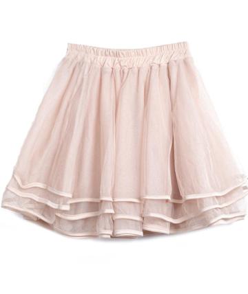 Shein Apricot Elastic Waist Cascading Ruffle Lace Skirt