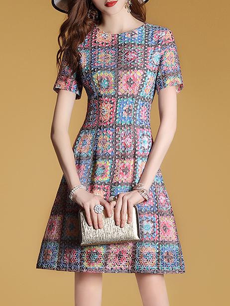Shein Color Block Embroidered Mesh Dress