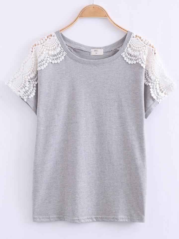 Shein Crochet Raglan Sleeve T-shirt