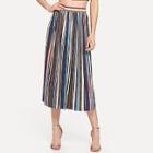 Shein Multi Striped Pleated Skirt