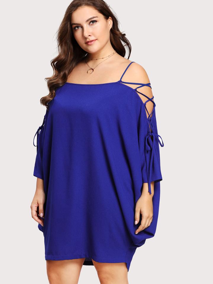 Shein Lace Up Sleeve Drape Dress