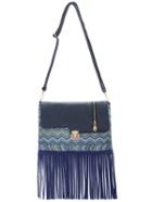 Shein Blue Push Lock Braided Fringe Pu Cross Body Bag