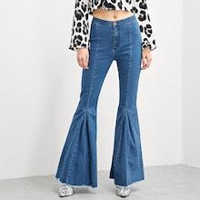 Shein Boxed Pleated Raw Hem Jeans