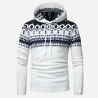 Shein Men Geometric Pattern Jacquard Hooded Sweater