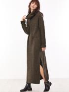 Shein Brown Cowl Neck Drop Shoulder Slit Side Sweater Dress