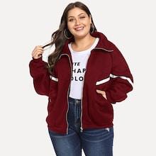 Shein Plus Contrast Striped Jacket